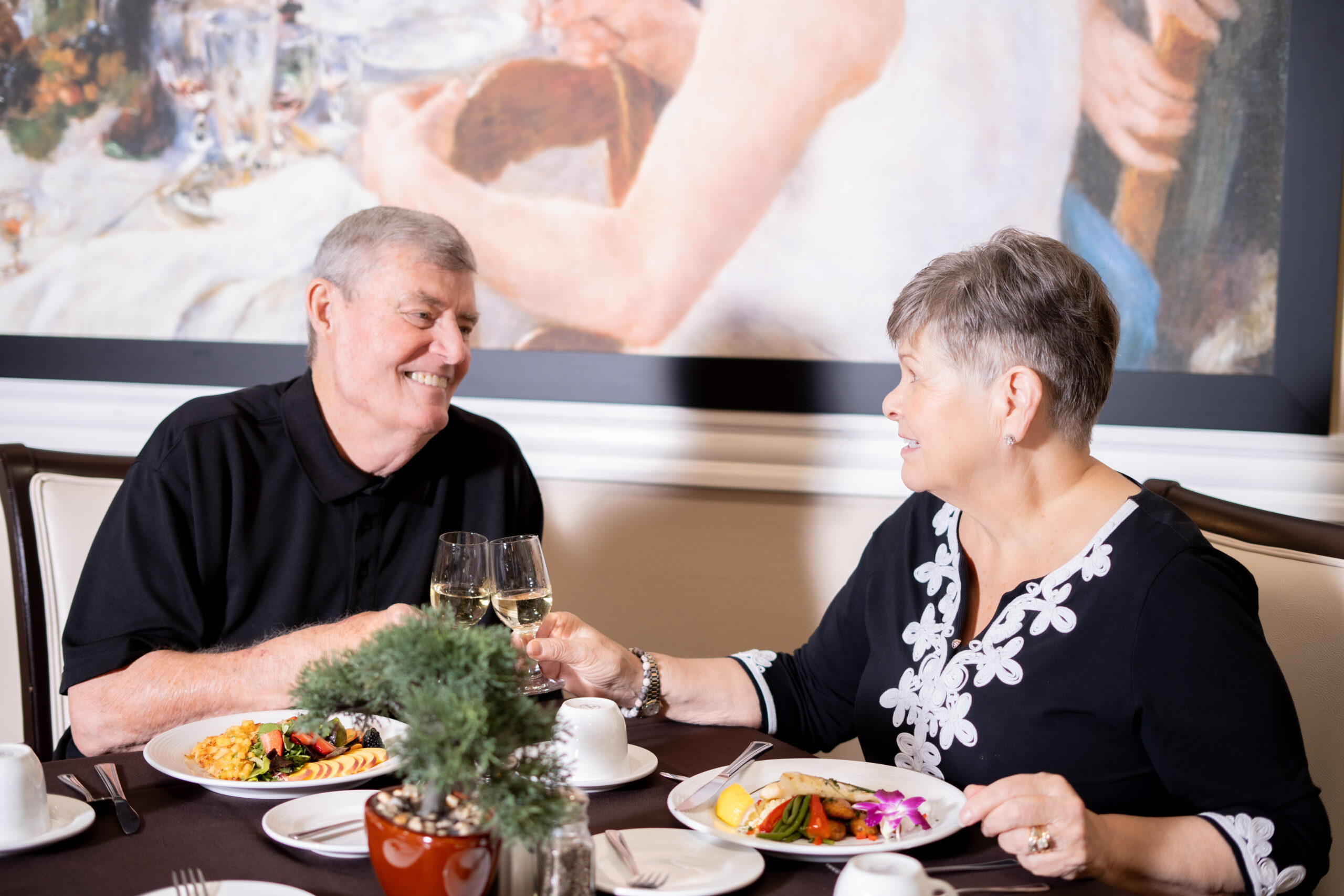 senior couple eating a meal